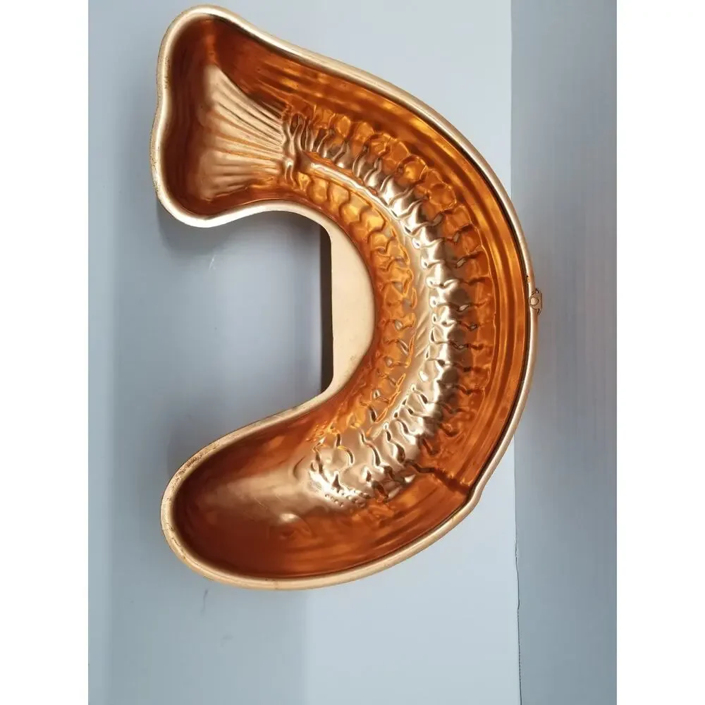 Vintage Large Copper Salmon Fish Jello Mold Bundt Pan Hangs